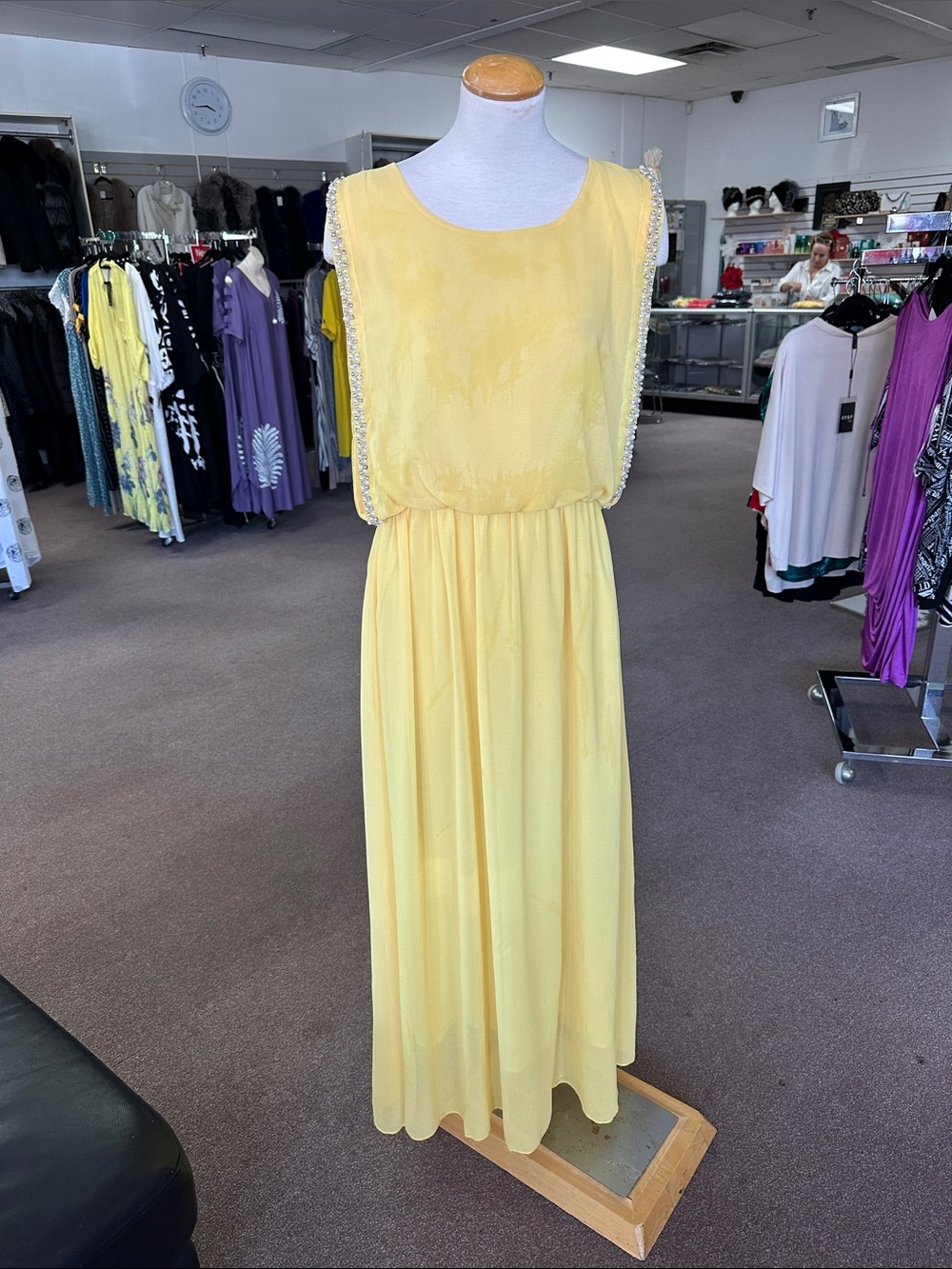 Yellow Sleeveless Chiffon Maxi Dress size S, M, L